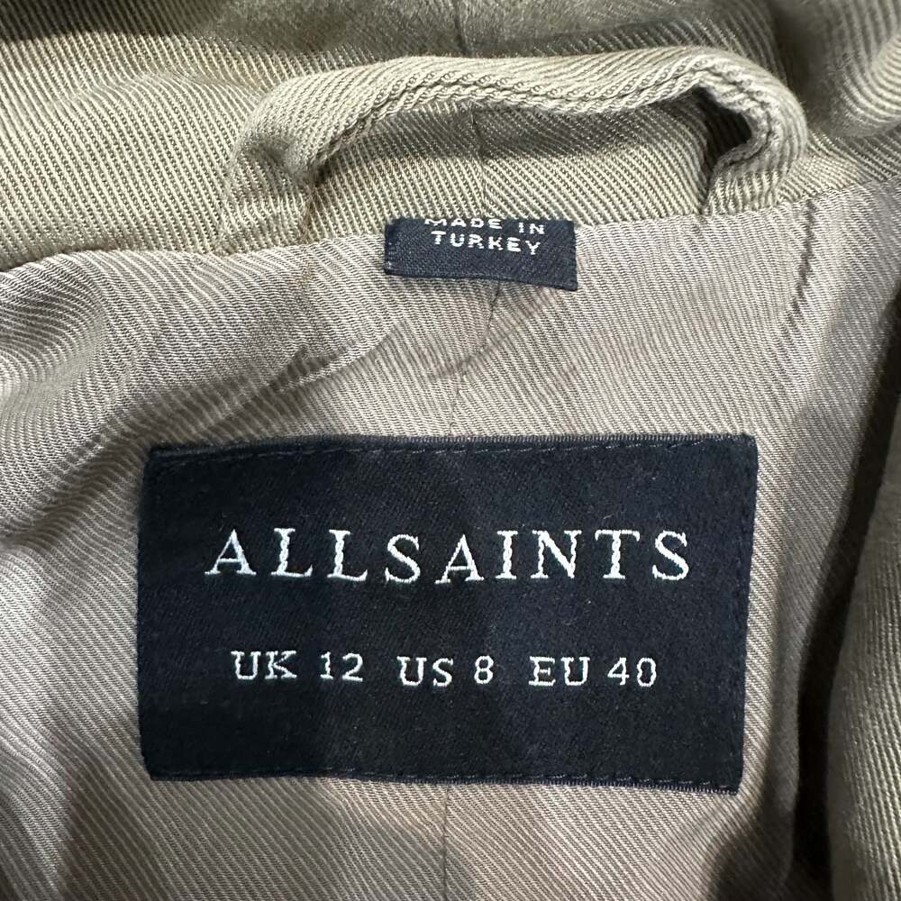 ALLSAINTS Pelya Parka Jacket Light Olive Green Hooded Coat US 8 - Picture 4 of 11
